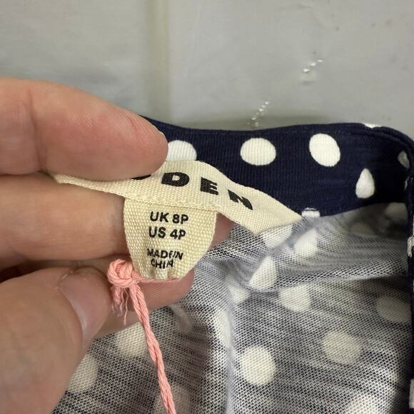 Boden Navy Polka Dot Long Sleeve Dress Size 4P NWT Tencel Cotton Blend - Picture 6 of 9